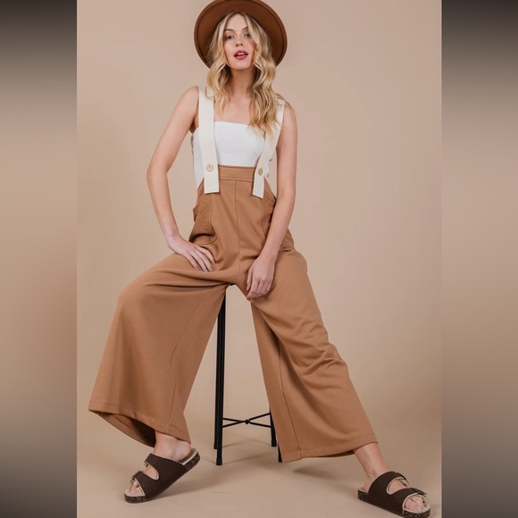 Fabulous Solid Wide Leg French Terry Jumpsuit - Picture 2 of 7